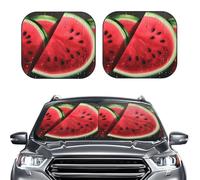 Car Sun Shade Windshield 2-Piece, Red Watermelon Print Foldable Front Windshield Sun Visor Sunshade for Car Windshield, L