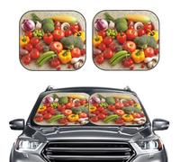 Car Sun Shade Windshield 2-Piece, Vegetable Fruit Print Foldable Front Windshield Sun Visor Sunshade for Car Windshield, M