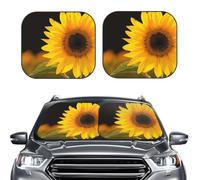 Car Sun Shade Windshield 2-Piece, Wild Flower Sunflower Print Foldable Front Windshield Sun Visor Sunshade for Car Windshield, S