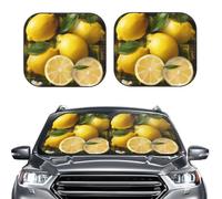 Car Sun Shade Windshield 2-Piece, Yellow Lemon Print Foldable Front Windshield Sun Visor Sunshade for Car Windshield, L