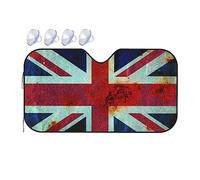 Car Sun Shade Windshield, Foldable Vintage Union Jack British Flag UV Ray Sun Visor Protector Sunshade to Keeps Your Vehicle Cool