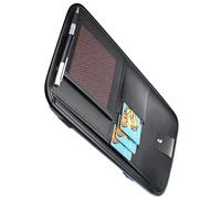 Car Sun Visor Organizer - Auto Interior Leather Storage Pocket Pouch, Sunglasses Holder With Big Zipper Pocket Card Slots For SUV Sedan Truck Driving License Insurance Sunglasses Pen Card Key Document