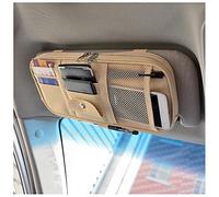 Car Sun Visor Organizer Bag,PU Leather Universal Auto Interior Accessories Pocket Organizer,Multi-Function Registration and Document Holder Pouch,Sunglasses Ticket Documents Pen Card Holder (Beigy)