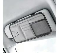 Car Sun Visor Organizer for Mercedes Benz GLC X254 2022-2023 2024, Multifunctional Auto Visor Storage Bag with Net Pocket & Eyeglass Clamp, Glasses Clip, gray