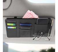 Car Sun Visor Organizer for Nissan X-Trail Sentra Note Magnite Terra, Car Sun Visor Storage Pouch Multifunctional Visor Panel Organizer for Card License Pen Document Glasses,A Black