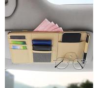Car Sun Visor Organizer for Nissan X-Trail Sentra Note Magnite Terra, Car Sun Visor Storage Pouch Multifunctional Visor Panel Organizer for Card License Pen Document Glasses,B Beige