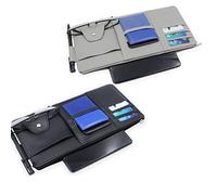 Car Sun Visor Organizer,Jicyor 2pcs Vans Truck Grey Black Multi-Purpose Interior Leather Auto Sun Visor Organizer Pouch Bag For Card License Pen Mobile Phone Note Key Document Glasses