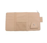 Car Sun Visor Organizer with PU Leather Multi-Pocket Design, Securely Holds Various Accessories Such as Phone, Sunglasses, and Documents (beige)