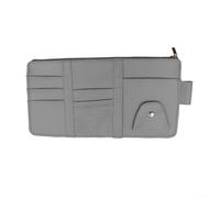 Car Sun Visor Organizer with PU Leather Multi-Pocket Design, Securely Holds Various Accessories Such as Phone, Sunglasses, and Documents (Gray)