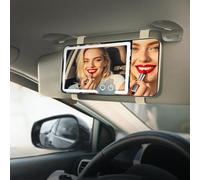 Car Sun Visor Vanity Mirror,Rechargeable Led Makeup Mirror with 3 Light Modes,Dimmable Touch Screen,Side with triple magnification mirror image,Gifts for Women Girl.(White)