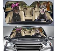 Car Sunshade Funny Australian Kelpie Dogs Couple Driving Heat Shield Sun Visor Keep Vehicle Cool Windshield Cover Foldable Car Sunshade Cover For Vehicles, Suv, Trucks, 76X140cm