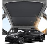 Car Sunshade Roof Curtain for Tesla Model S 2017-2021, Foldable Nano Ice-Crystal Heat Insulation Glass Roof Shade, Anti-UV & Sag-Free Roof Sunshade Sun Shield,Black