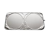 Car Sunshade Windshield Sun Visor Silver Plasters Double Circle UV Heat Protection for Outdoor Parking Hot Seasons Universal Size 150x70cm