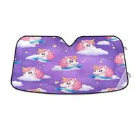 Car Sunshades for Windshield Cute Pink Unicorn Purple, Foldable Front Window Cover, Car Sunscreen - 55×27.6 Inches