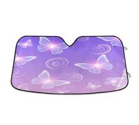 Car Sunshades for Windshield Glowing Butterflies Purple, Foldable Front Window Cover, Car Sunscreen - 53×23.5 Inches
