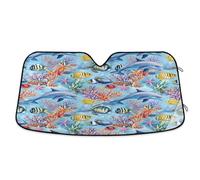 Car Sunshades for Windshield Vibrant Dolphins Fish Blue, Foldable Front Window Cover, Car Windshield Protector from Heat - 55×27.6 Inches