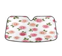 Car Sunshades for Windshield Vintage Pink Roses, Foldable Car Reflector Sun Shade, Front Window Cover (53×23.5 Inch)