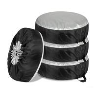 Car & SUV Spare Tire Cover Set - 4-Pack Weather-Resistant Wheel Protector Bag with Drawstring, 210D Oxford Cloth + Silver Coating, Fits(L)