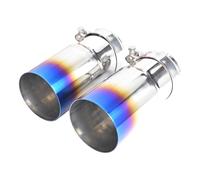 Car Tail Exhaust Pipe 1 PC Blue Burnt Stainless Steel Universal Exhaust End Pipe Car Single Straight Muffler Tip Tail Throat