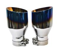 Car Tail Exhaust Pipe 1 PC Car Blue Burnt Stainless Steel Flange Exhaust End Pipe Slashed Bevel Edge Muffler Tip Tail Throat