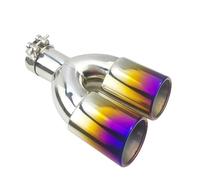Car Tail Throat 51mm 63mm Universal Stainless Steel Car Exhaust Pipe Tip Tail Throat Dual Outlet Muffler(Blue 60MM)