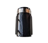 Car Tail Throat Tail Pipe Car Universal Single Exhaust Tips Black Pipe Twill Glossy Carbon Fiber Tail End Muffler Tailpipe 1Piece(ID 70MM-OD 76MM)