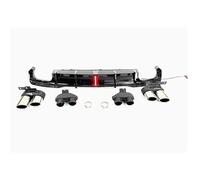 Car Tail Wing For A7 For S7 For C8 2019-2023 ABS Rear Bumper Diffuser Lip LED Light Spoiler With Exhaust Tips Gloss Black Car Rear Spoilers(Black Silver)