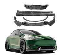 Car Tail Wing For Tesla For Model Y AD Style Body Kits Front Lip Rear Diffuser Side Skirts Spoiler Body Kit Accessories 5PCS/1set Carbon Fiber(1*Frontshovel)