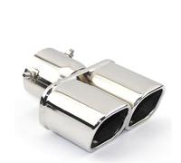 Car Tailpipe Accessories Universal Square End for One Change Two Double 60MM 75MM Car Stainless Steel Exhaust for Pipe Muffler Tail for for Nozzle(Straight silver 75MM)