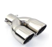 Car Tailpipe Accessories Universal Square End for One Change Two Double 60MM 75MM Car Stainless Steel Exhaust for Pipe Muffler Tail for for Nozzle(1 silver straight 75mm)