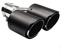 Car Tailpipe Y Model Dual Equal Rear Muffler Matte Black 3k Carbon Tail Exhaust Pipe Styling Stainless Steel End Tips Universal Tail Throat(Inlet57outlet101)