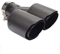 Car Tailpipe Y Model Dual Unequal Right Exhaust Pipe Matte 3k Carbon Straight Edge Rear Muffler Tail End Tips Universal Styling Tail Throat(Inlet54outlet114)