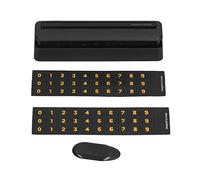 Car Temporary Parking Sign Phone Number Card Magnetic Concealed Number Plate Durable ABS Stainless Steel Rubber for Household Car Interior 11.8 x 3.7 x 2.8 cm 6 Sets of Numbers (Matte Black)