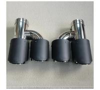 Car Throat 1Pair Double Matte Carbon Fiber Car Tail Pipe Universal H Type Tail End Pipe Muffler Tips Dual Exhaust Pipe Tailpipe(48MM IN 76MM OUT)