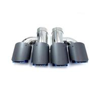 Car Throat 1Pair H Style Glossy Stainless Steel Universal Dual Exhaust Pipe Blue End Tail Tip Car Accessories For BMW 3 Series Tailpipe(ID 80mm-OD 114mm)