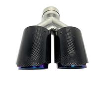 Car Throat 1PC Glossy Carbon Fiber Purple Stainless Steel Dual Tip Equal Length Muffler Tip End Tail Middle Exhaust Pipe Exhaust Tip(63MM IN-89MM OUT)