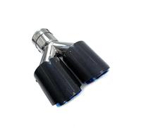 Car Throat 1PC Glossy Straight Carbon Blue Stainless Steel Dual Tip Equal Length Muffler Pipe End Tail Middle Exhaust Tip Exhaust Tip(54MM IN-76MM OUT)