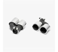 Car Throat 2pcs Exhaust Muffler Tip 58mm Inlet Nozzle Stainless Steel Car Rear Pipe For A4 A5 A6 A7 Up To S4 S5 S6 S7 Exhaust Tail(Silver)