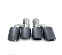 Car Throat 2PCS H Style Universal Dual Matt Carbon Fiber Exhaust Tip 304 Stainless Steel Modified Exhaust Tip Car Accessories Exhaust Tip(60MM IN-114MM OUT)