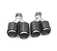Car Throat 2Pcs L+R Various Sizes Universal Tail Pipe Glossy Carbon Dual Tip Exhaust Tip Nozzle Decoration For Any Car Tailpipe(57MM IN 76MM OUT)