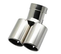 Car Throat Car Mufflers Tip Exhaust Pipe Tail Throat Flat Universal Bend Stainless Steel Multi-size Dual Outlet Muffler 63MM Tailpipe(Silver 63MM)