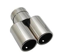 Car Throat Car Mufflers Tip Exhaust Pipe Tail Throat Flat Universal Straight Stainless Steel Multi-size Dual Outlet Tailpipe(Silver 60MM)