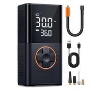 Car Tire Air Pump Portable Air Compressor, 150 PSI Cordless Tire Inflator Battery for Inflating/Charging with 12V DC Cord, Digital Gauge, Led Light for Car, Motorcycle, Bike, Balls and More (Black)