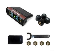 Car Tire Pressure System | Solar Wireless TPMS with 4 Sensors | LCD Display for Real- Pressure and