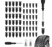 Car Tire Repair Kit with 60 Repair Pins and Screwdriver,Tyre Puncture Repair Kit for Quick Temporary Repair of Small Holes,Ideal Car Accessories for Tire Repair
