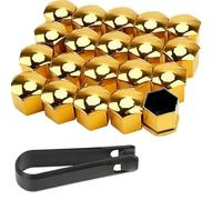 Car Tire Screw Cap for Audi A1 A3 A4 A5 A6 A7 A8 B6 B7 B8 B9 C6 C7 C8 D3 D4 D5 D6, Plastic Corrosion Resistant Dust Caps Easy to Operation With Rubber Seal,19mm-Gold