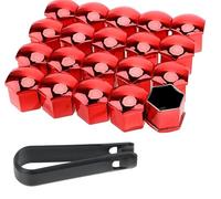 Car Tire Screw Cap for Audi A1 A3 A4 A5 A6 A7 A8 B6 B7 B8 B9 C6 C7 C8 D3 D4 D5 D6, Plastic Corrosion Resistant Dust Caps Easy to Operation With Rubber Seal,19mm-Red
