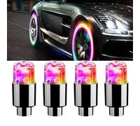 Car Tire Wheel Lights, 4pcs Car Wheel Tire Air Valve, Hub Lamp Cap Light with Motion Sensors Colorful LED Tire Light Gas Nozzle,for Car Bicycle Motorcycles Accessories Colorful