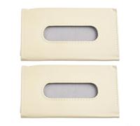 Car Tissue Box Holder for Sun Visor, Compatible with SUV and Auto, PU Leather Material, Keeps Napkins Neat and Accessible (Beige)