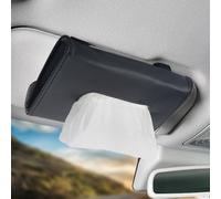Car Tissue Holder, PU Leather Sun Visor Tissue Box Holder, Multifunctional Non-Slip Sun Visor Hanging Paper Towel Clips Holders Fits Most Vehicles & Boats (Black)